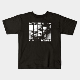 MITSUBISHI ECLIPSE D20 Black 'N White 3 (Black Version) Kids T-Shirt